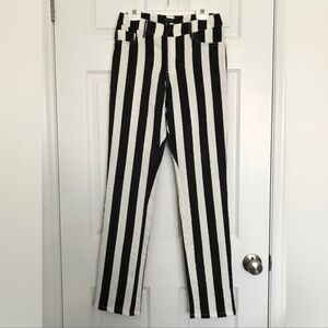 Tricotto Stripe Jeans Pants Women’s Size 6/S Black White Punk Alt Goth Pockets
